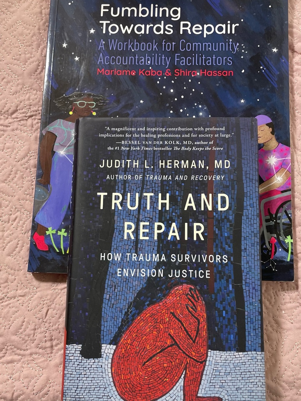 Truth and Repair — Blue Cover Book with Red Mosaic Art